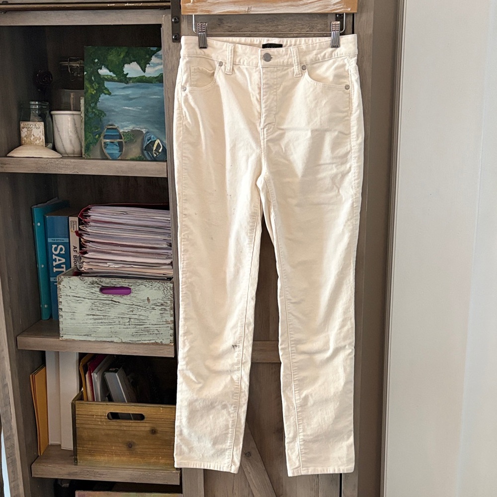 TALBOTS Ivory Stretch Corduroy Straight Leg Pants,4P
